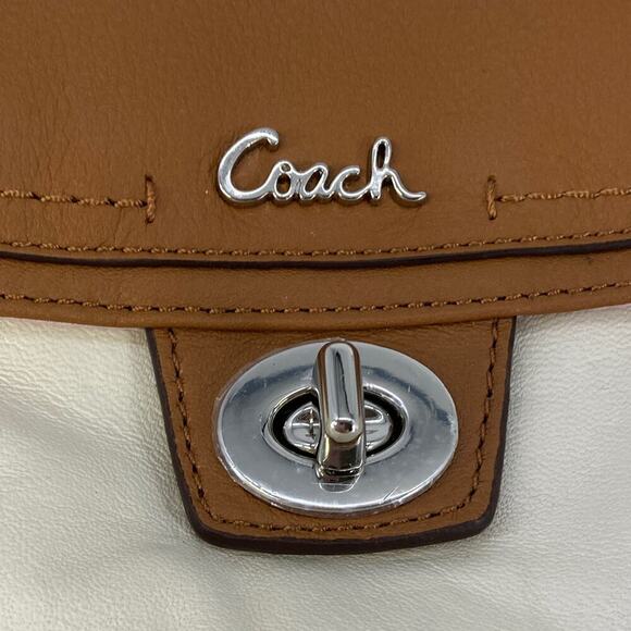 COACH F45012 WHTIE, BROWN SMALL LEATHER CROSSBODY BAG ASIS - Picture 5 of 15